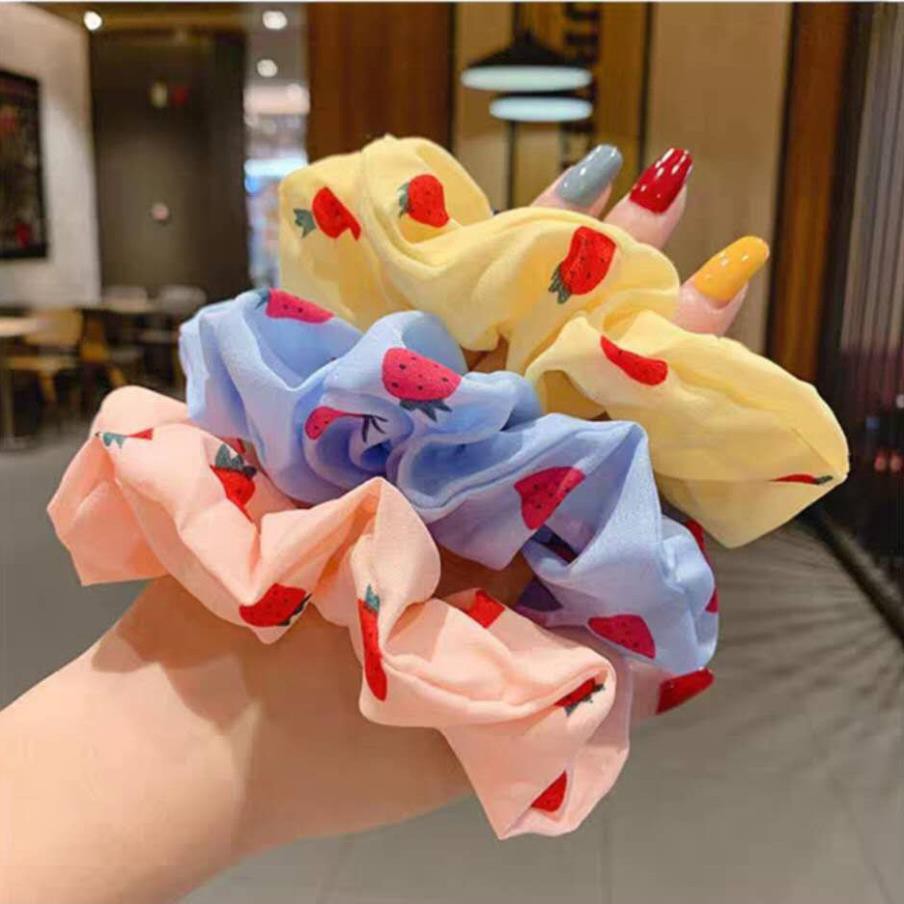 Dây buộc tóc scrunchies KOLANO dây chun buộc tóc Hàn Quốc họa tiết cherry đáng yêu FAH-001260