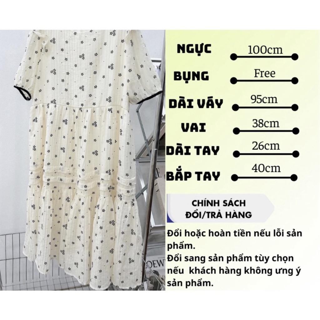 Váy Bầu Đầm Bầu Mùa Hè Tay Ngắn Dáng Suông Tầng Hoa Nhí Thời Trang Thiết Kế Công Sở Xinh Xắn Mát Mềm 0011 Lin Store66