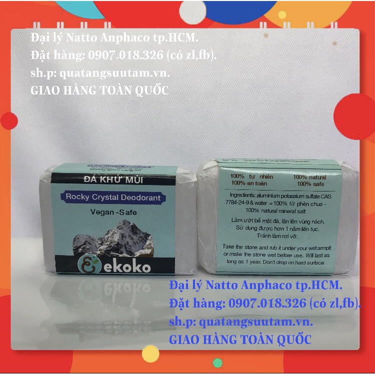 Đá Lăn Nách Khử Mùi Tự Nhiên -  Đá Khoáng Khử Mùi Phèn Chua Ekoko Rocky Crystal Deodorant