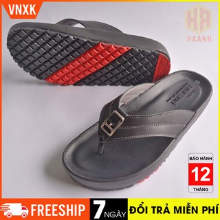 Dép xỏ ngón nam da bò thật cao cấp kiểu dáng đẹp màu đen đế cao su quai kẹp xỏ ngón hàng chính hãng