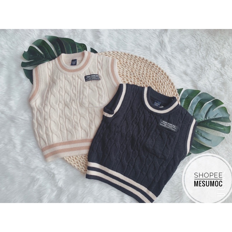áo gile len bé trai cổ tròn thương hiệu baby gap