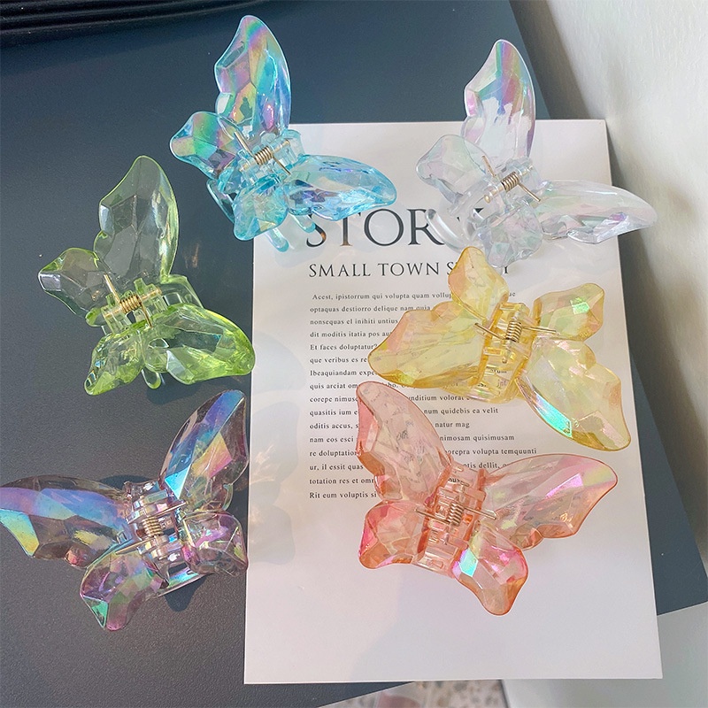 Kẹp Tóc Hình Bướm Trong Suốt Bằng Nhựa Acrylic Thời Trang Hàn Quốc