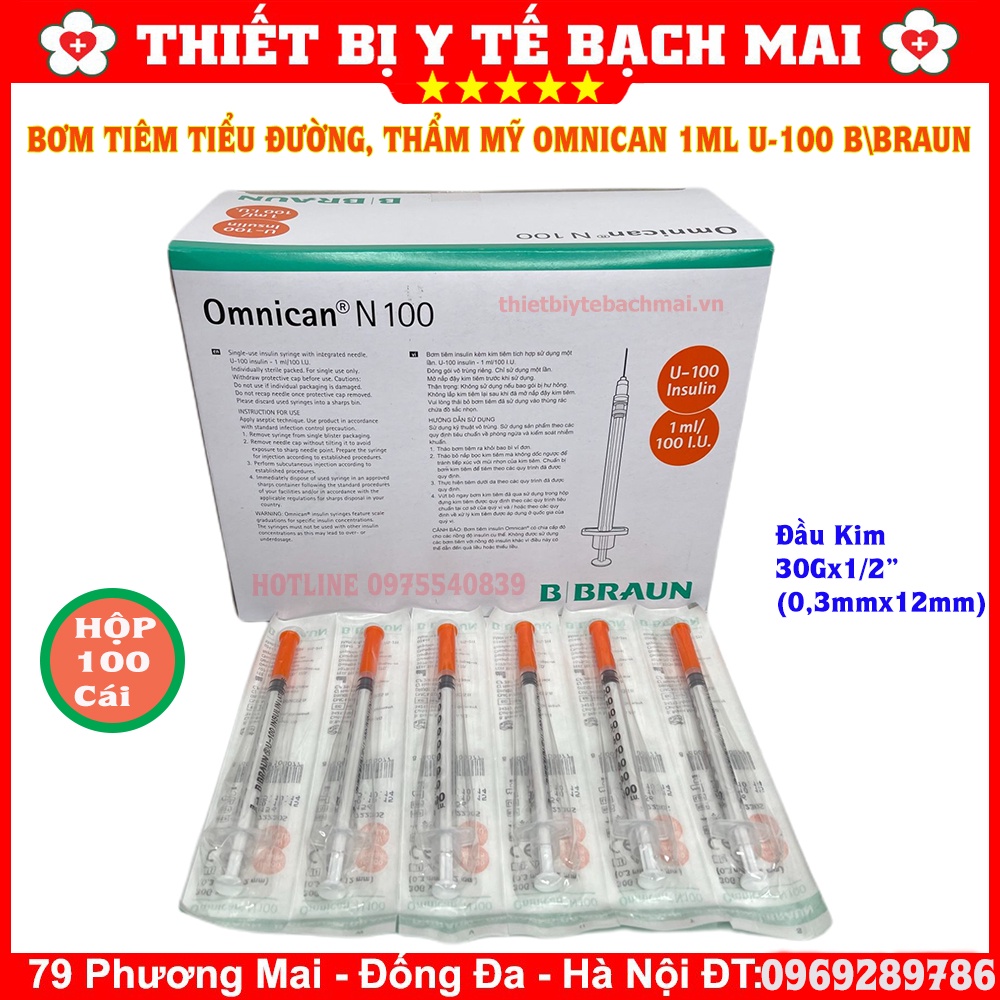 Bơm Tiêm Tiểu Đường, Thẩm Mỹ Omnican 1ml U-100, U-40 B|BRAUN  - Sản Xuất Tại HÀN QUỐC