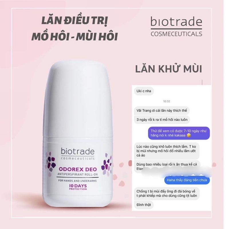 LĂN KHỬ MÙI NGĂN NGỪA MỒ HÔI, KHÔ THOÁNG, HƯƠNG THƠM DỄ CHỊU ODOREX DEO BY BIOTRADE 40 ML
