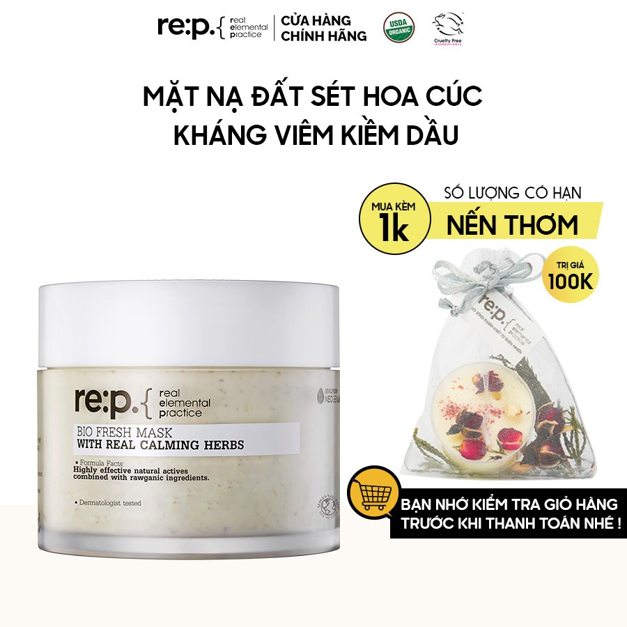 Mặt Nạ Đất Sét Hoa Cúc Giảm Viêm, Kiềm Dầu Dành Cho Da Nhạy Cảm RE:P Bio Fresh Mask With Real Calming Herbs 130g | BigBuy360 - bigbuy360.vn