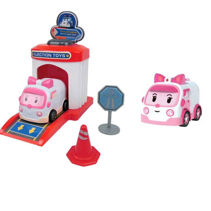 Bộ 4 xe ô tô và nhà đẩy mô hình Robocar Poli và những người bạn