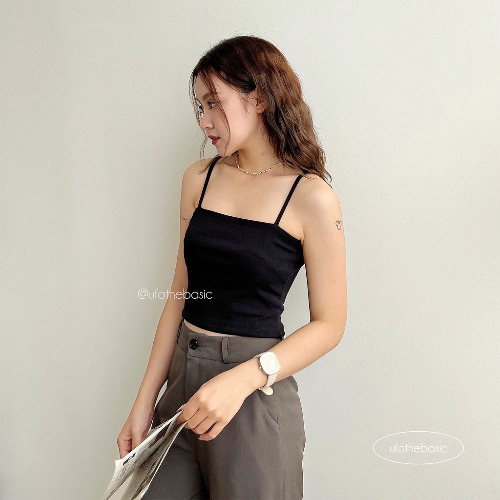 Áo 2 dây quây cotton borib 2 lớp không đệm - by ufo.thebasic