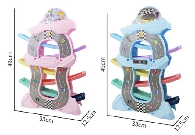 Ray Xe Hơi 5 Tầng Gliding Track  2 Màu Xanh - Hồng