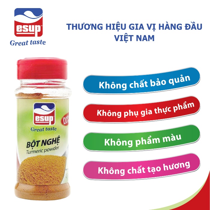 3 hũ bột nghệ Esup 45g/Hũ DakLak, sạch tự nhiên