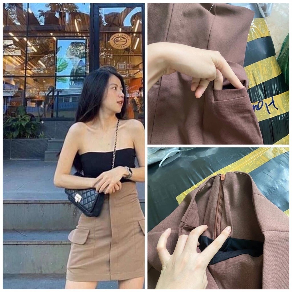 Chân Váy Nữ Cạp Cao Siêu Tôn Dáng Có Nắp Túi Khoe Eo Khoe Mông | BigBuy360 - bigbuy360.vn