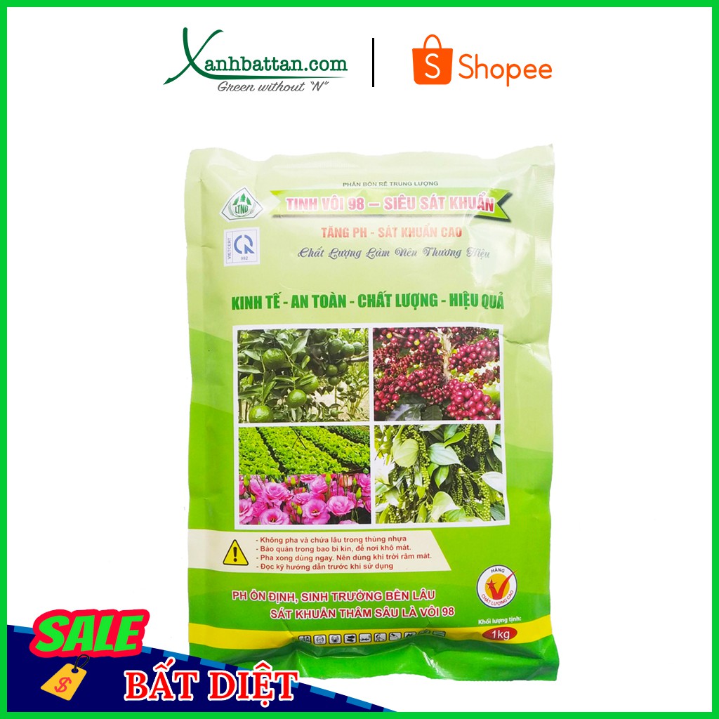 Tinh Vôi Siêu Sát Khuẩn, Khử Trùng Và Xử Lý Đất Trồng Gói 1 Kg