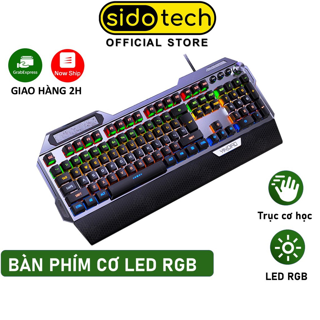 Bàn phím cơ gaming RGB SIDOTECH YINDIAO K100 dòng bàn phím máy tính chơi game 104 phím có LED có kê tay chống mỏi