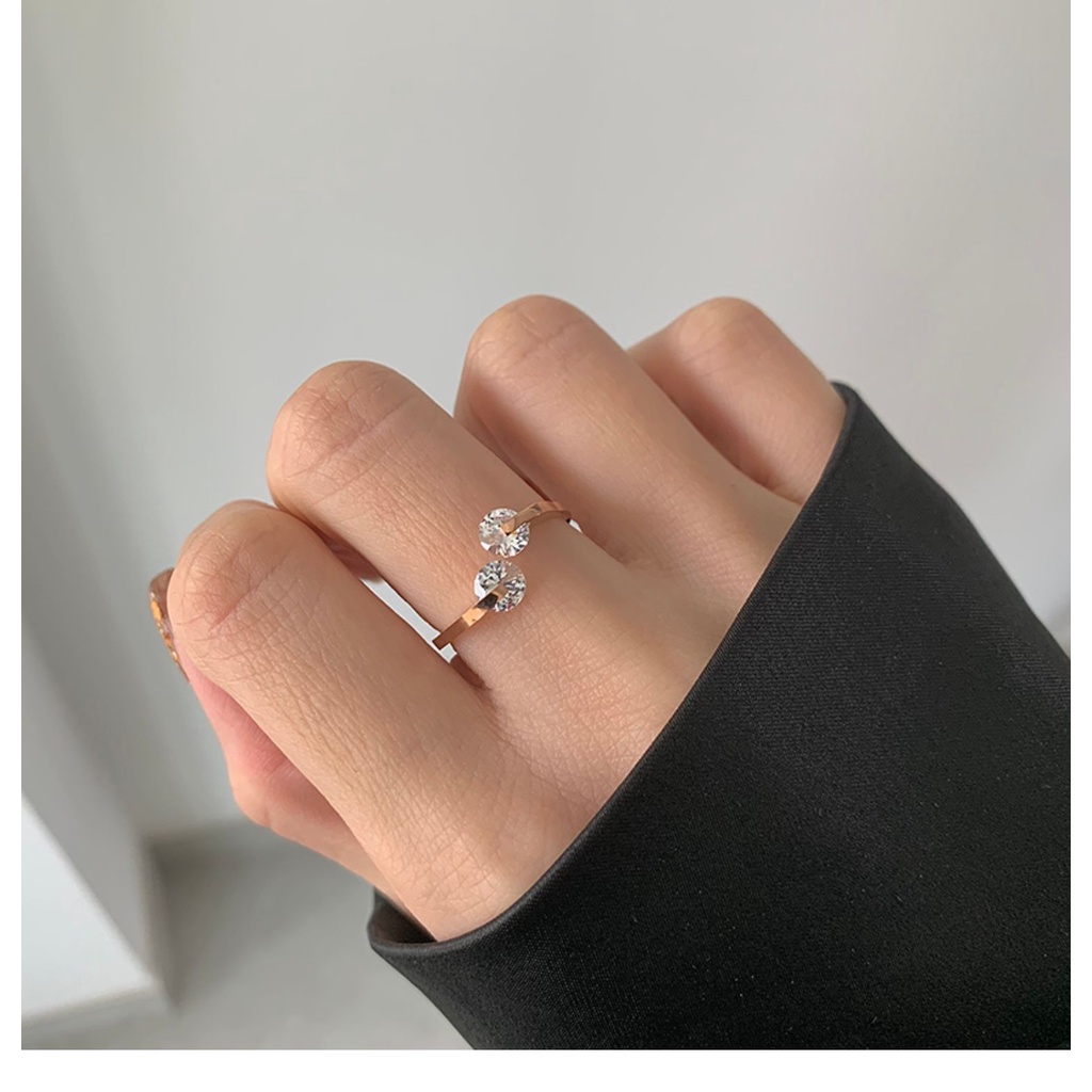 Nhẫn titan nữ gắn đá zicon J3-206 - CAM KẾT KHÔNG GỈ, KHÔNG BAY MÀU - BẢO HÀNH 12 THÁNG