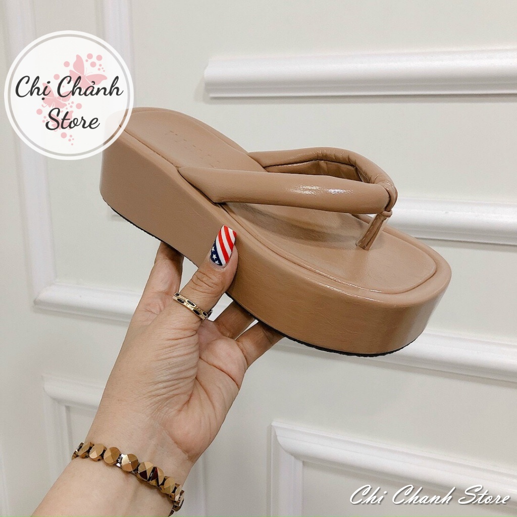 Dép Kẹp Xuồng 5p Chất Da Mềm Quai Ống Mịn Ôm Chân Chất Nhẹ Đi Êm Chân Dép Kẹp Đế Cao Màu Đen Trắng Nâu Chị Chảnh Store
