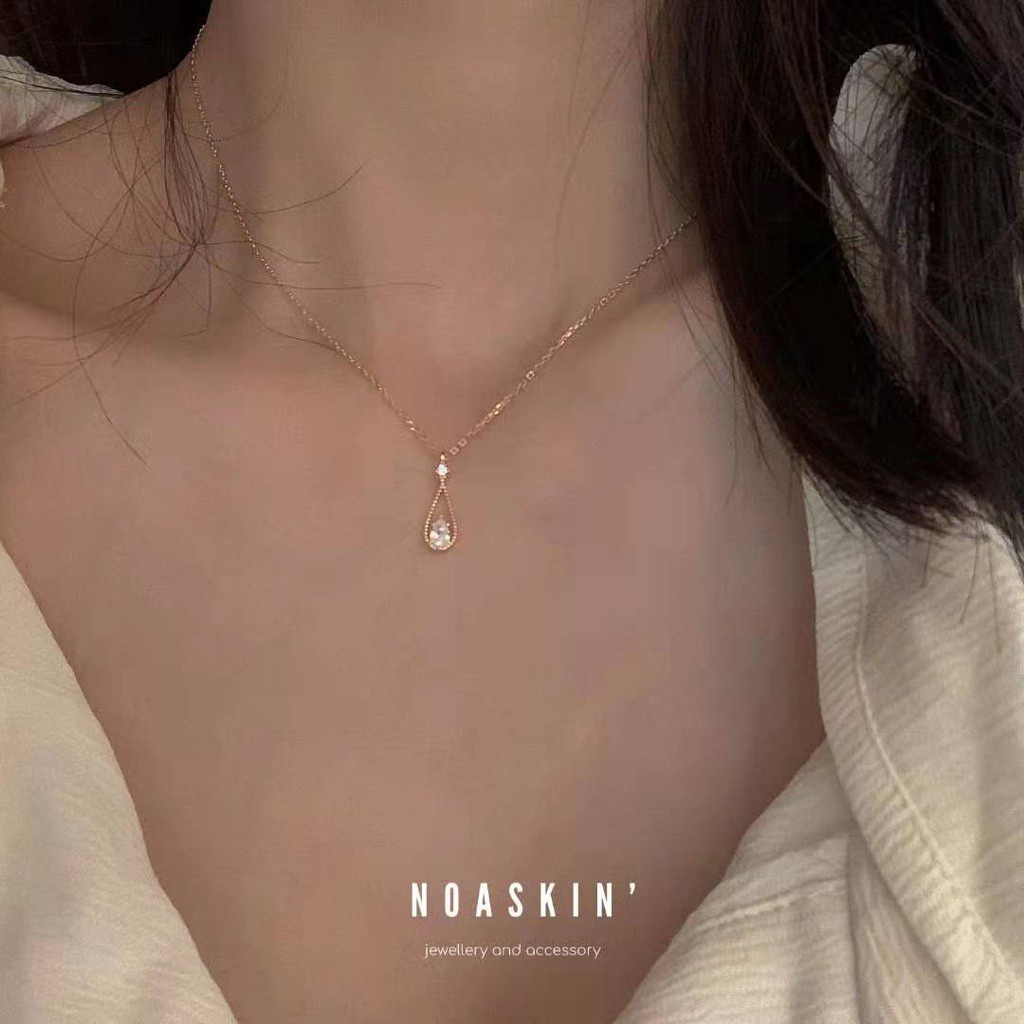 【Necklace】】Bordeaux Water Droplets~Champagne Gold Lace Necklace Female Clavicle Chain Niche Design Elegant High-Grade Exquisite Necklace