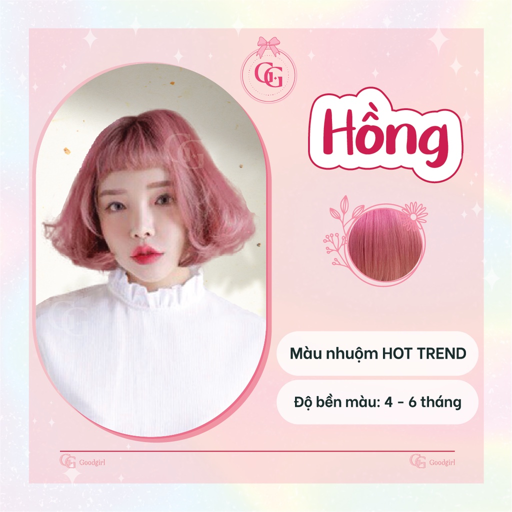 (Màu Hồng) Tự nhuộm tóc tại nhà đơn giản + tặng oxy trợ nhuộm, tặng gang tay