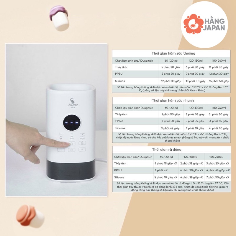 Máy hâm sữa thông minh siêu tốc Moaz bebe MB033, phù hợp tất cả loại bình sữa, thiết kế nhỏ gọn tiện lợi - BH 12 THÁNG