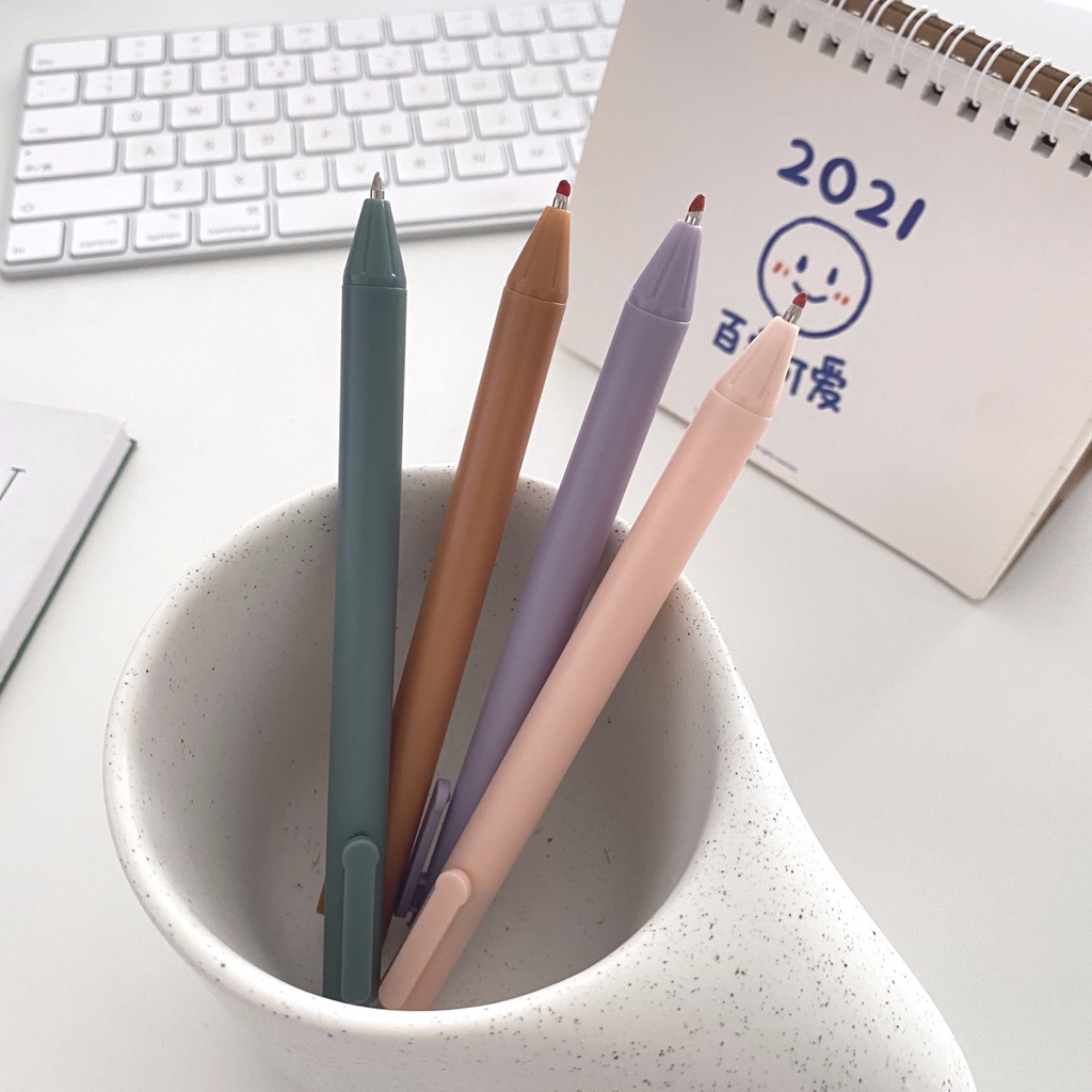 INS Macaroon Gel Pen Bút gel đen với vỏ màu phấn cổ điển Bút viết gel mờ 0,5mm văn phòng phẩm