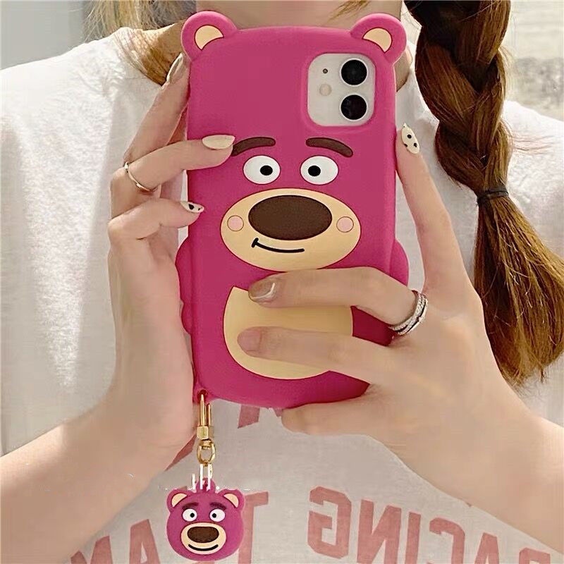 Ốp Điện Thoại Họa Tiết Gấu Và Dâu Tây Dễ Thương Cho iPhone 11promax 12 iPhone 8PLUS xr7 XS Phone Case