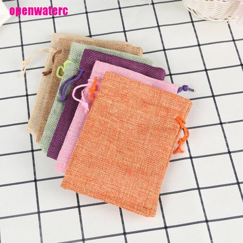 Set 10 Túi Dây Rút Bằng Vải Bố Đựng Trang Sức Nhiều Màu Sắc