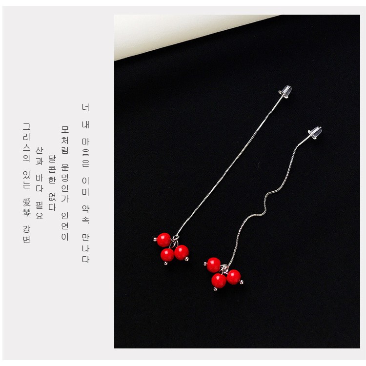 Khuyên tai 3 hạt đỏ