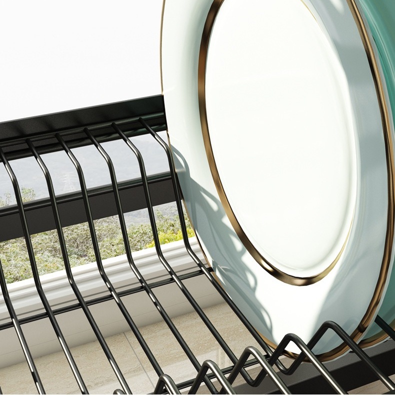 Kệ Để Bát Đĩa Đa Năng Thông Minh - 2 TẦNG - Giá Để Đồ Chén Đĩa Trên Bồn Rửa Bát Thép Carbon Sơn Đen Cao Cấp