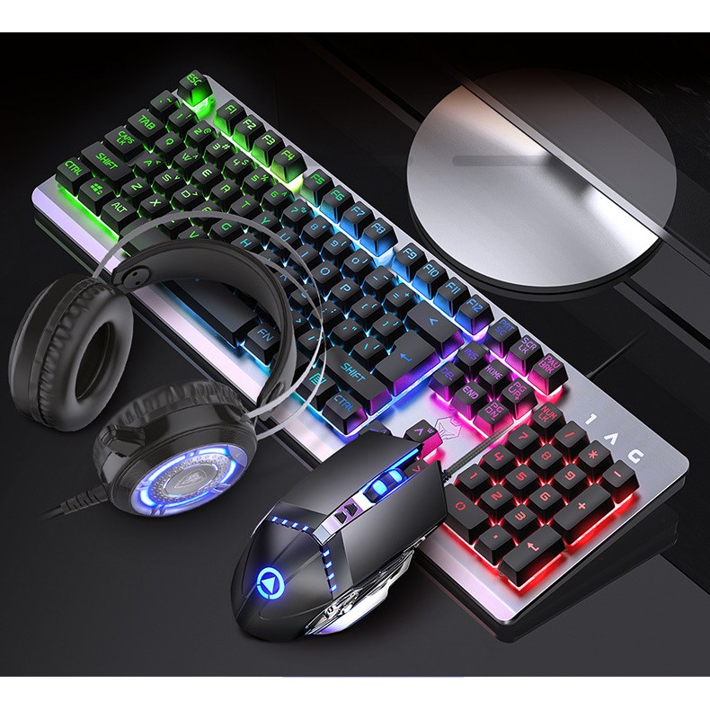 Combo 4 Món Gaming Bàn Phím RGB. Chuột Gaming, Tai Nghe 5.1, Lót Chuột Lớn K002