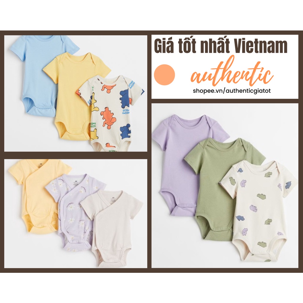 Set 3 chiếc Bodysuit tay ngắn cho bé