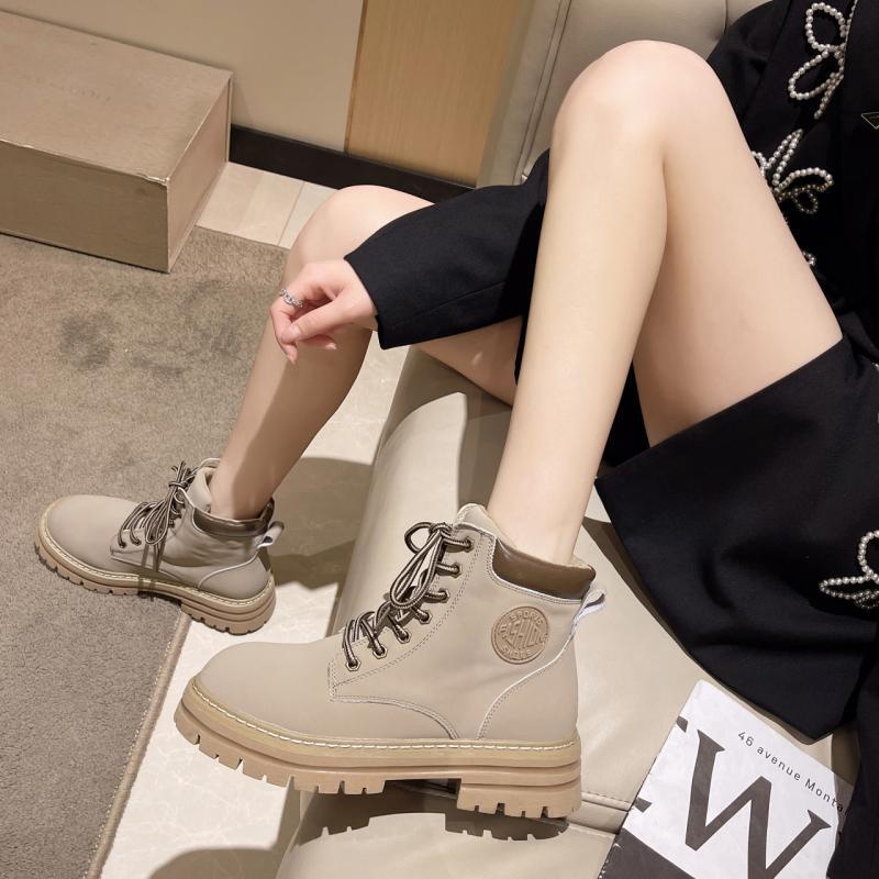 Boot nữ, giày bốt nữ boost thời trang martin đế khâu chỉ nổi tắng 5cm chiều cao chất liệu da trơn da lộn  -B01