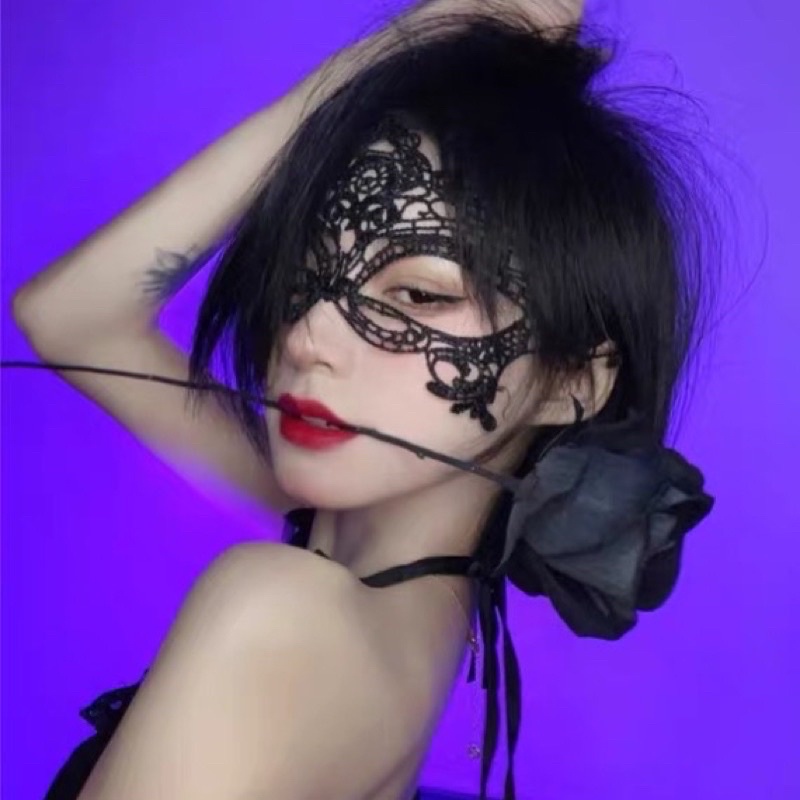 Mặt Nạ Ren Cosplay buộc dây sexy gợi cảm đen và trắng, phụ kiện đồ nội y