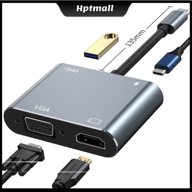 Bộ Chuyển Đổi Âm Thanh/Video 4 Trong 1 Từ Usb c Sang Hdmi-compatible Vga Usb 3.0