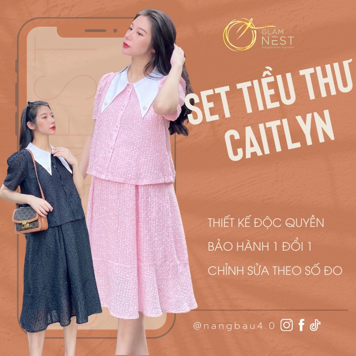 Set Áo & Chân váy Bầu Công Sở Dự Tiệc Sang Trọng Glam Nest AS018
