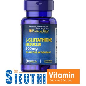[CHÍNH HÃNG] Trắng da, mờ nám, thải độc,tăng cường hệ miễn dịch L-Glutathione 500mg Puritan's Pride