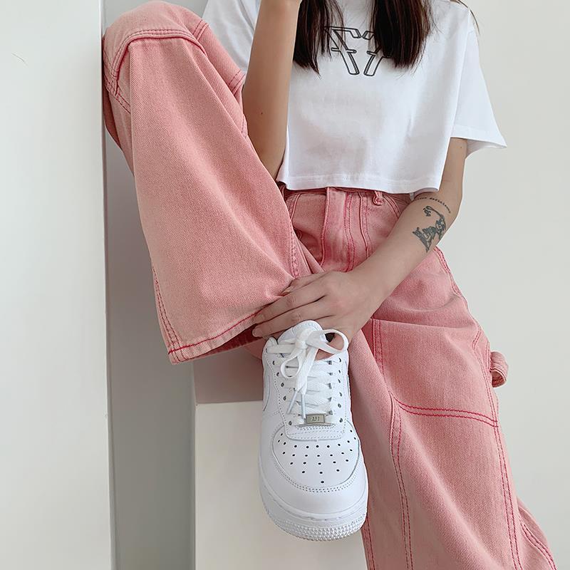 Quần jeans Nữ Lưng Cao Ống Rộng Phong Cách Hàn Quốc