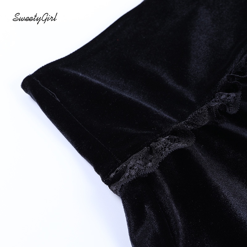 Chân Váy Ren Lưng Cao Màu Sắc Trơn Phong Cách Gothic Dành Cho Nữ