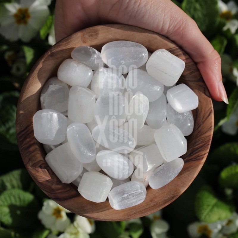 SELENITE TUMBLED STONE - Viên đá thanh tẩy Selenite - THẢO MỘC XÔNG NHÀ