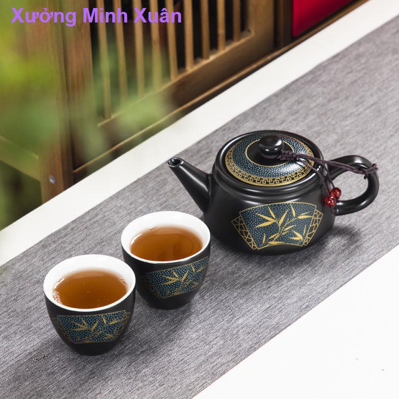 Bộ trà Kung Fukhay tràBộ tràPhụ kiệnẤm trà gốm cổ điển gia dụng một và hai tách Bộ Kung Fu mạ vàng Máy pha bìn