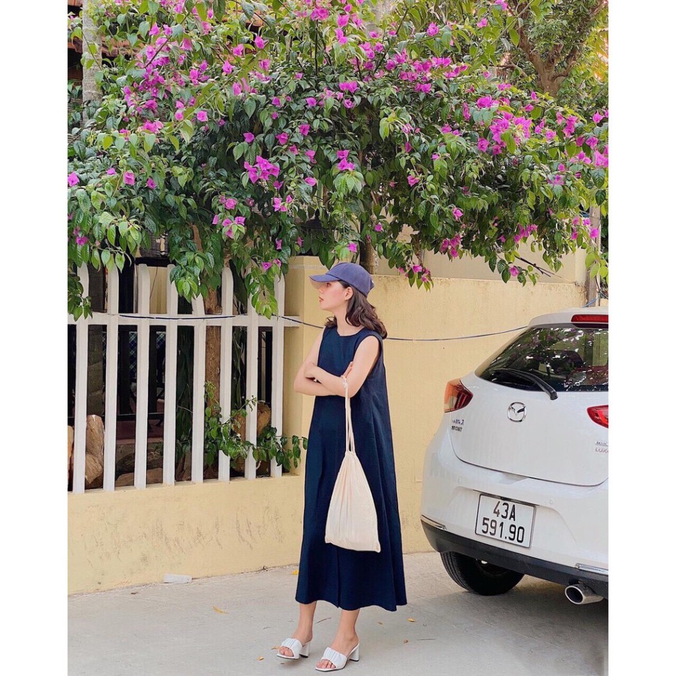 Váy Tanktop Ba Lỗ Xẻ Tà 🌸 Đầm đũi maxi dáng suông trơn màu TRẮNG | Xanh Than cá tính Ulzzang 🌸 - Sp sẵn