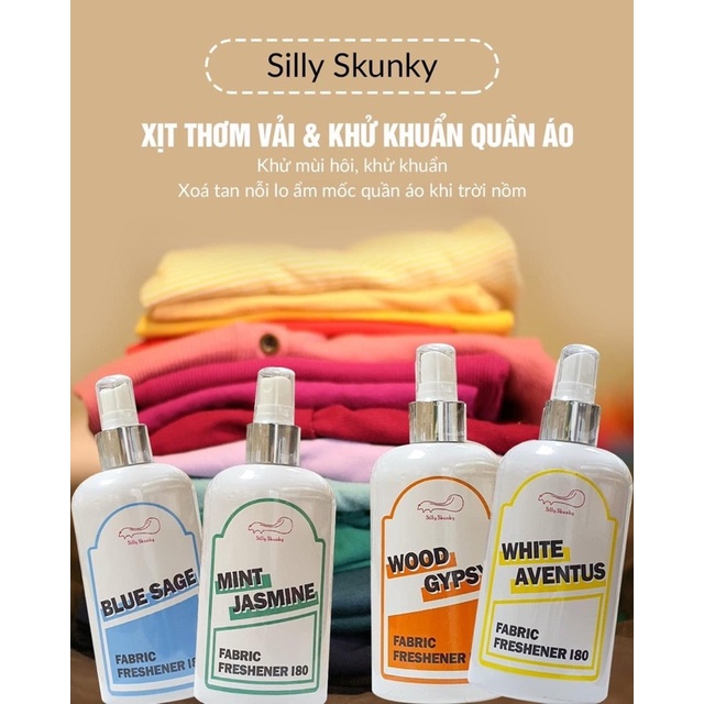Xịt giặt khô và khử mùi vải Silly Skunky 180ml chính hãng Hàn quốc