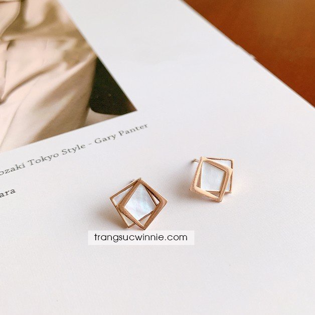 Hoa tai 2square - Trắng