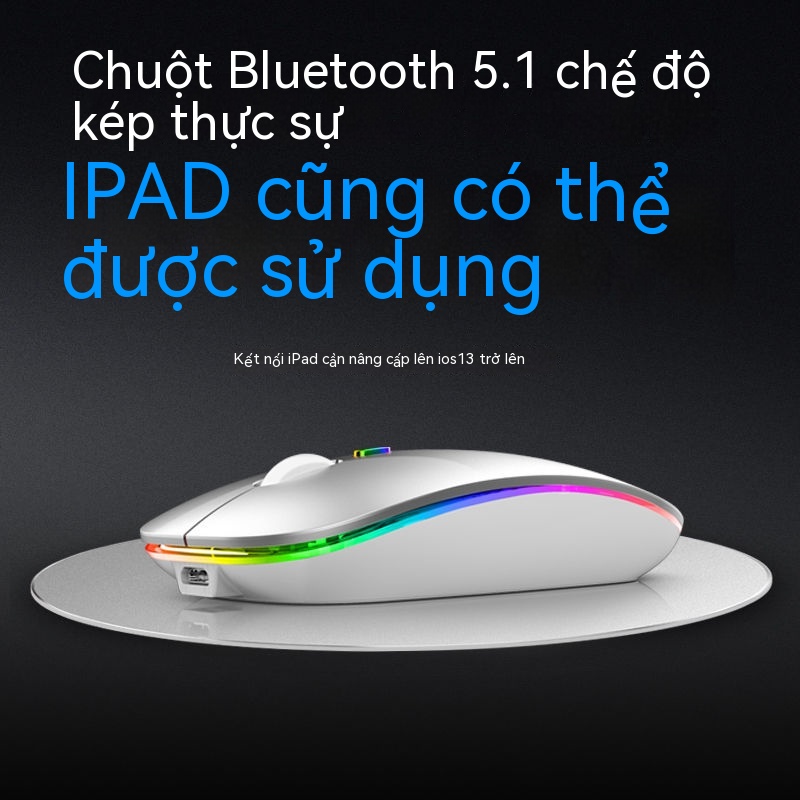 Chuột Không Dây Bluetooth Sạc Pin Để Bàn Laptop iPad