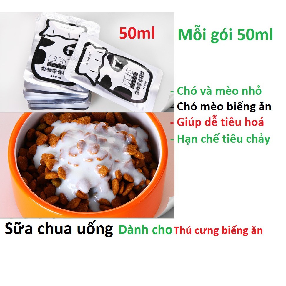 (1 gói) Sữa cho chó mèo (2 loại) Bio Milk (100gr bột) và sữa chua cho thú cưng (50ml nước)