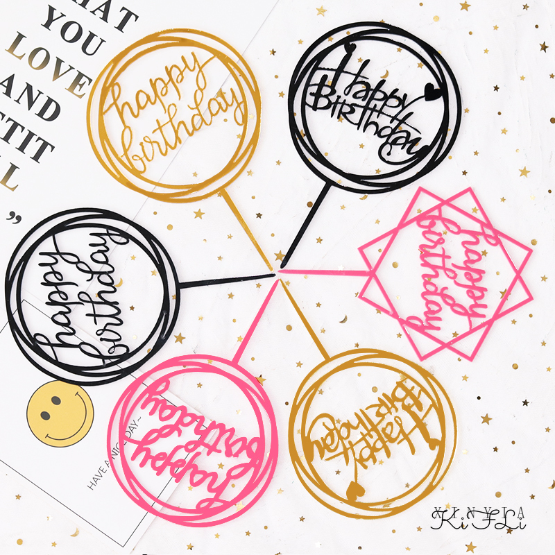 K2 Chữ Happy Birthday Gắn Trang Trí Bánh Kem