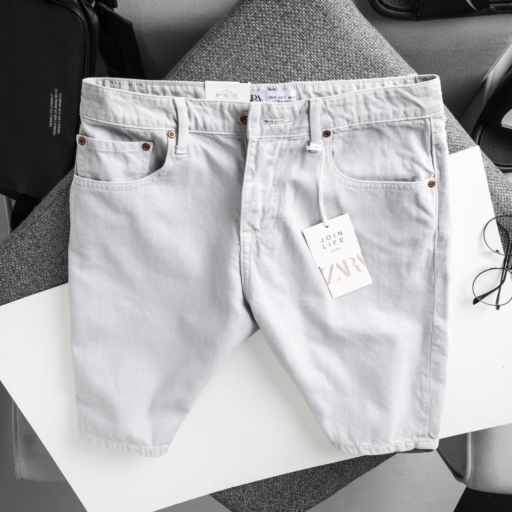 Quần short jean nam Zara J01 màu XÁM TRẮNG cao cấp - Mạnh Mẽ Nam Tính
