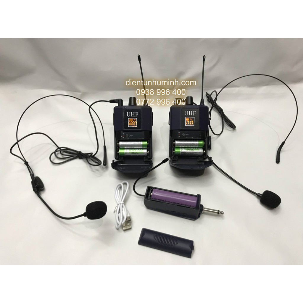 Bộ Micro không dây 2 người Đeo tai XD-SH UHF W-15E UHF tần số cao