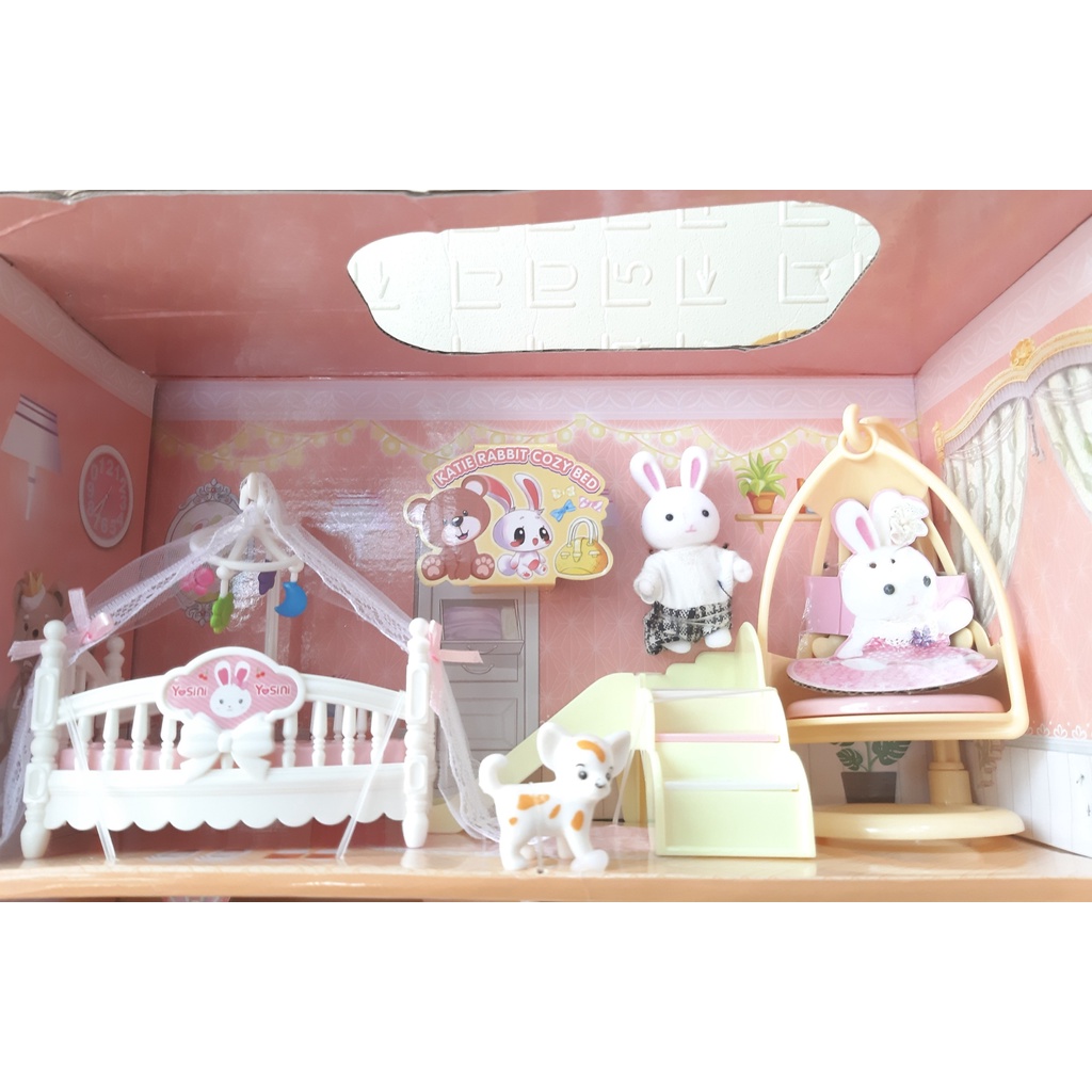 Bộ đồ chơi mô hình nhà thỏ thiết kế vô cùng tinh xảo, đẹp, sắc nét đến từng chi tiết nhỏ 4 trong 1