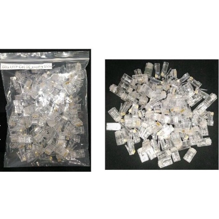 Đầu mạng RJ45 Cat5/ Cat6 xuyên thấu - Bịch 100 cái - Loại tốt, Chống nhiễu, Đầu NHựa/ Đầu Nhôm