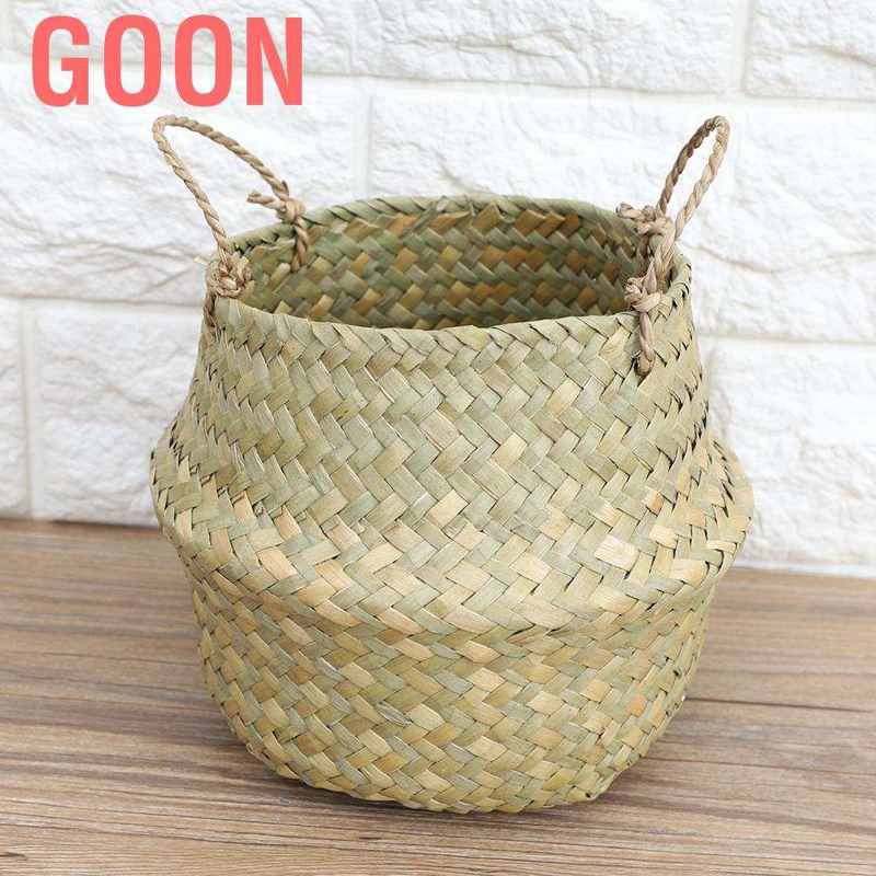 Goon Foldable Natural Seagrass Woven Clothes Storage Organizer Flower Pot Basket