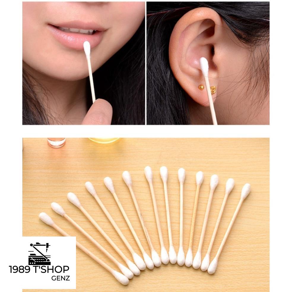 Tăm Bông Thân Gỗ, Tăm Bông Ráy Tai Thân Thiện Với Môi Trường Bịch 100 Que