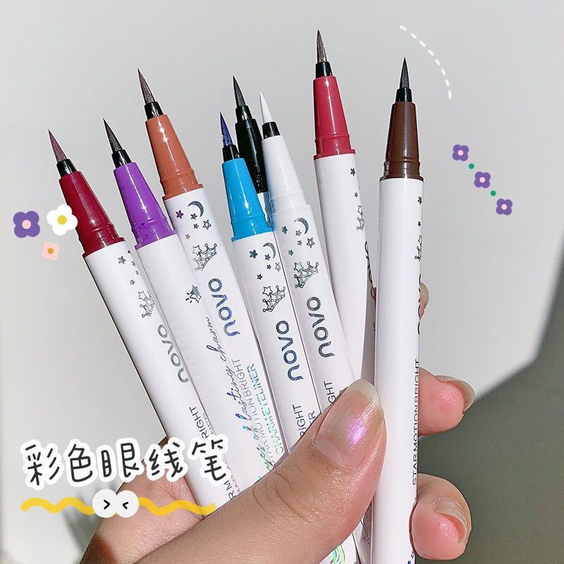Bút Kẻ Mắt Dạng Lỏng NOVO Màu Trắng/Đen/Nâu Chống Nước Lâu Trôi NO.5375